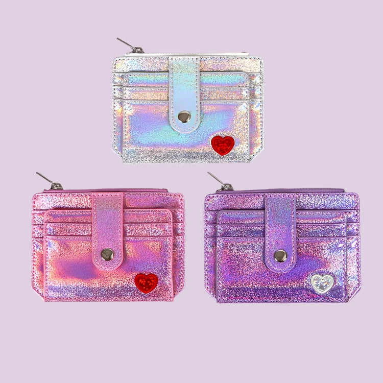 A showcasing of all three glitter wallets together. 